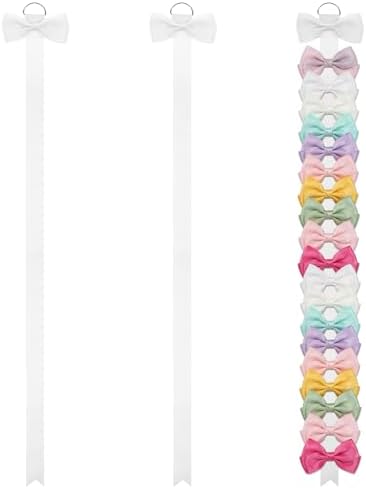 3 PCS Bow Holder for Girls Hair Bows, 40 in Long White Ribbon Hair Bow Organizer Storage for Women Girls by Unknown