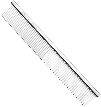 Chris Christensen 5in Face and Feet Fine/Coarse Butter Comb, Groom Like a Professional, Rounded Corners Prevent Friction and Breakage, Solid Brass Spin with Steel Teeth, Chrome Finish by ChrisChristensen
