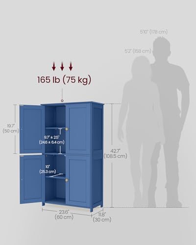 VASAGLE Floor Storage Cabinet, 2 Adjustable Shelves, 4 Doors,42.7" H - Image 3