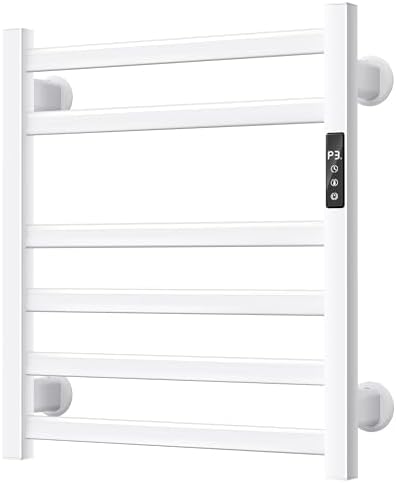 Electric Towel Warmer Wall Mounted, Heated Towel Rack with Intelligent Timer & Temperature Control, Plug-in or Hardwired, Left/Right Compatible, 21 Inch, White by Unknown