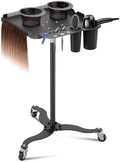 Salon Tray on Wheels,Metal Tray Rolling Cart with 2 Magnetic Bowls,Tattoo Tray, Salon Station with Hairstylist Holder and Hair Separator Stand,Multi-Function Adjustable with Wheels by KFM