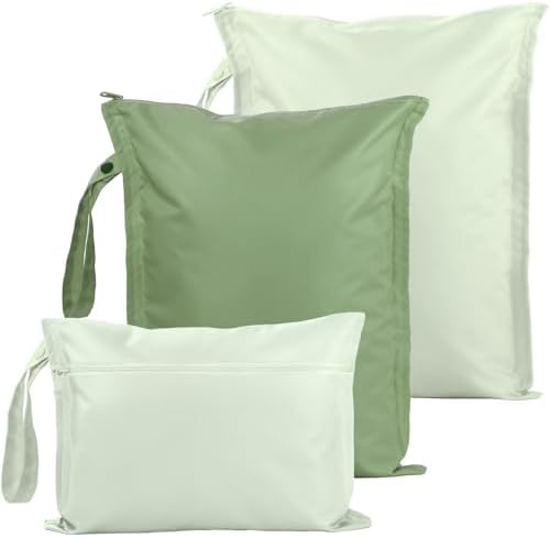 RelaxScene Wet Dry Bags Water Resistant - 3 Pack Reusable Waterproof Wet Dry Bag for Swimsuits & Baby Clothes - Leakproof Storage Pouch Bag for Travel & Baby Diaper - Travel Laundry Daycare Bags by RelaxScene