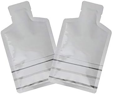 QQ Studio Pack of 100 Color Aluminum Metallized Foil Single-Use Dispenser Tip Open Bottom Heat Seal Sample Pouch (3" x 5", White w/Gray Bottom Stripes) by QQStudio