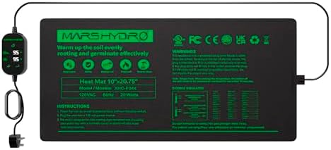 MARS HYDRO 10" x 20.75" Seedling Heat Mat with Digital Thermostat by MARSHYDRO