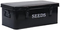 Seed Saving Box, Metal Seed Bin, Seed Storage Organizer, Seed Packet Container with Lid, Seed Envelope Storage Box, 4 Compartments Garden Seed Bin with Safety Locks-Black by Xbopetda