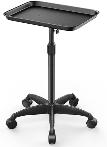 37" Black Salon Tray on Wheels, Adjustable Rolling Cart for Spa by WelcometoVERYTOPBeauty