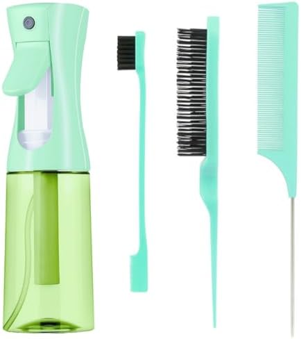 Hair Brush Set with Continuous Spray Bottle，Slick Back Hair Brush Back Brushing, Combing, Slicking Hair (green) by Unknown
