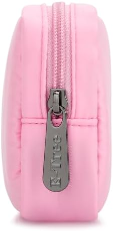 E-Tree Cute Small Makeup Bag, Cosmetic Toiletry Skin Care Make up Little Items Pouch for Purse,Zipper Mini Tech Charger Cable Electronic Organizer Case,Travel Accessories,Pink - Image 3