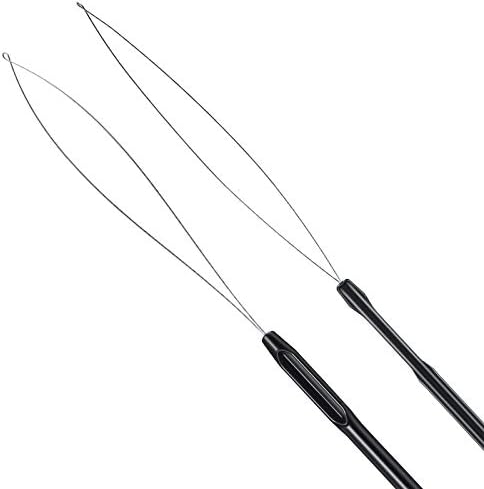 Zonon 10 Pcs Loop Needle Threader Tool for Hair Extension Bead,Black - Image 2
