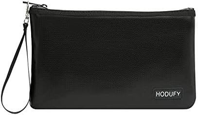 Fireproof Money Bag (6400℉), Fireproof Document Bags, Bank Cash Bag with Zipper & Strap, Suitable for A5 Documents, Bank Inventory, Passport (Black) by Hodufy