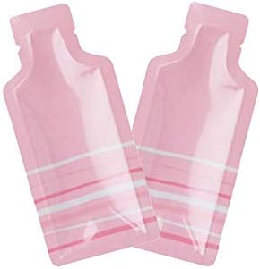 QQ Studio Pack of 100 Color Aluminum Metallized Foil Single-Use Dispenser Tip Open Bottom Heat Seal Sample Pouch (2" x 4.3", Pink w/White & Pink Stripes) by QQStudio