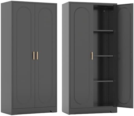 Steeloong 60"Metal Pantry Storage Cabinet with Doors & 3 Adjustable Shelves by Steeloong