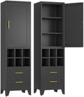 Ckzbx Tall Narrow Storage Cabinet, 66.93" H Tall Bathroom Cabinet Metal Pantry Cabinets with Hollowed-Out, 3 Adjustable Shelves, for Kitchen, Bathroom, Home Office, Living Room (Black) by Ckzbx