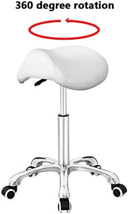 Antlu Saddle Stool Rolling Chair for Office Massage Salon Technician Kitchen Spa Drafting,Adjustable Hydraulic with Wheels (Without Backrest, White) - Image 5