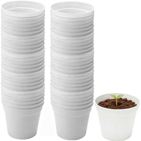 45PCS 2.7" White Plastic Plant Pots, Mini Nursery Seedling Pot by Unknown