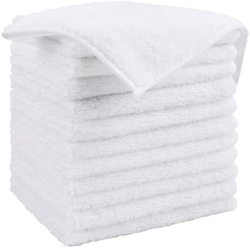 HOMEXCEL White Microfiber Cleaning Cloth, Microfiber Towels for Car,12 PK by HOMEXCEL