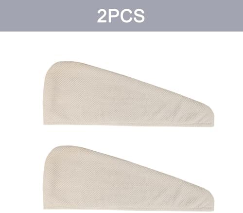 MaopaoBeauty 2 Pack Large Microfiber Hair Towel Wrap, Quick Dry Hair Towels for Women Long, Curly, Thick Hair, Super Absorbent Hair Turban for Wet Hair, Khaki - Image 3