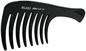 Pegasus 511_B1, 9in Curved Blow Dry Styler Comb, Handmade, Seamless, Smooth Edges, Anti Static, Heat and Chemically Resistant, Wet Hair, Everyday Grooming Comb | Peines de goma dura - Black - Image 2