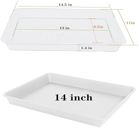 VUWEZ Plant Growing Trays 4 Pack, Plant Tray, 14.5"x11", Heavy Sturdy Plastic Plant Saucer Seed Trays, Seedling Starter Tray, Plant Drip Trays for Indoors, Seed Starter Growing Tray (Creamy White) - Image 2