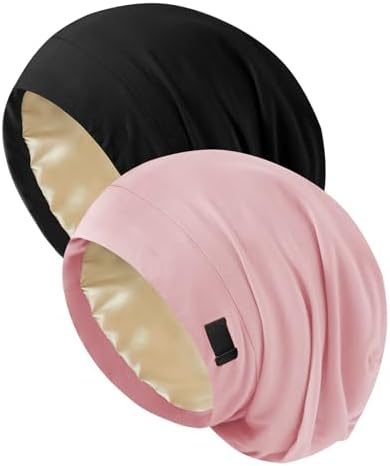 2Pcs Satin Lined Bonnet for Sleeping for Women Men by DUOMODRAGON