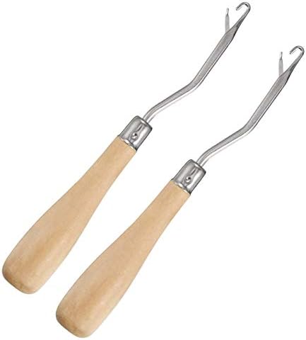 2 Pieces 6.3 Inch Wooden Bent Latch Hook Crochet Needle, Knitting Tool for Rug Making and Art Crafts by clhjinruoliu
