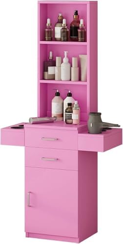4ever2buy Salon Station for Hair Stylist, Pink Barber Hair Salon Station by 4ever2buy