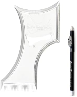 The Cut Buddy PLUS Beard Shaping Tool, Clear Template with Built-in Comb and Bonus Pencil, Ideal for Hairline, Beard, and Mustache Trimming by TheCutBuddy