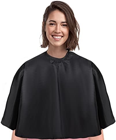 Short Barber Cape,Salon Apron for Hair Cutting Dye Coloring,Black by YELEGAI