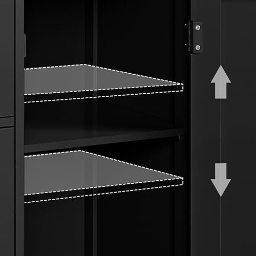 Yaheetech Small Bathroom Storage Cabinet with 4 Drawers & Door, Black - Image 6