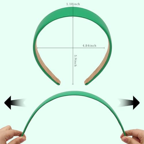 Green Headband Leather Headband for Women Plastic Hard Head Band Solid Colors 1 Inch Thin Hair Bands Holiday Cosplay Hair Accessories - Image 5