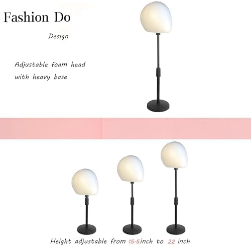2 PACKS 22 inch tall high Adjustable wig or hat styrofoam female mannequin head holder stand (15.5”to 22”)(ADTALL02-White ) - Image 2