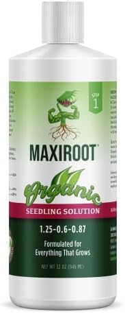 Organic Seedling Solution, Liquid Fertilizer for Seedlings, Cuttings & Clones – Natural Seaweed & Fish-Based Plant Food for Strong Root Growth. 32 oz by MAXIROOTOrganicFertilizer
