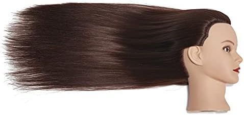 Mannequin Head 26-28" Synthetic Brown Hair for Hairdresser - Image 4