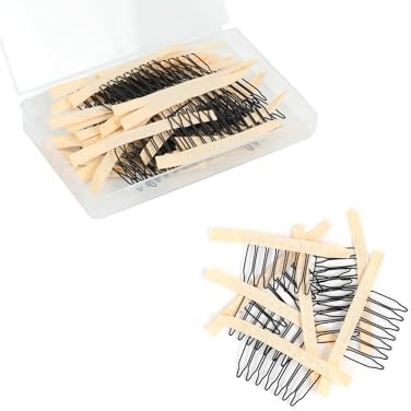 100 Pieces Wig Combs Wig Clips Wig Combs to Secure Wig 7-teeth Wig Accessories Tools For Making Wig Caps Wig Comb (Beige,100 Pcs)) by JIUSERLU