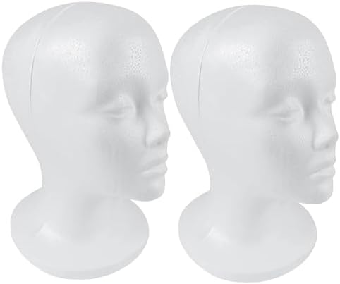 SHANY Styrofoam Model Heads ,Hat Wig Foam Mannequin Female Wig Head Stand ,Mannequin Head for wigs , Wig Holder - Round Base , 11 Inches Female Mannequin Head -2 Pieces by SHANYCosmetics