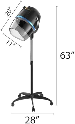 LEMY Professional Hooded Hair Dryer 1300W,Salon Hair Dryer with Adjustable Timer and 3 Heat Speed Settings, Rolling Stand with Wheels for Commercial Salon Use - Image 3