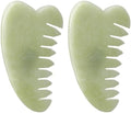 Geiserailie 2 Pcs Jade Combs Gua Sha Stone Scalp Massage Tool by Geiserailie