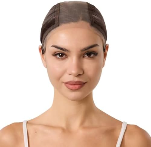 Built in silicone Wig Cap with Grip Band for Keeping Wigs in Place, More Full Cap-wide Transparent Lace for Lace Front Wigs (Brown, S) by CorkHead