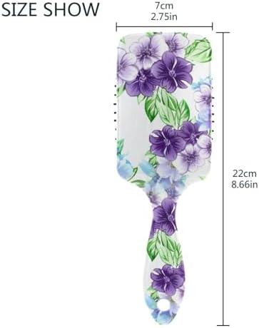 Purple Flowers Hair Brush, Soft Bristles Detangling Brush - Detangler Hairbrush Glides Through Tangles For All Hair Types (Wet Dry & Damaged Hair) - Image 3