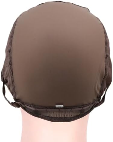 2 Pcs Double Lace Wig Caps with Adjustable Straps Swiss Lace Hairnet on the Back for Making Wig (Brown S) - Image 4
