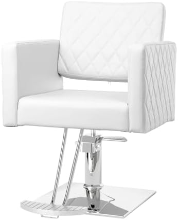 Bonnlo Salon Chair for Hair Stylist Wide Seat, Hydraulic Barber Chair with Aluminium Alloy Footrest, White Hair Salon Chair Styling Heavy Duty, Beauty Spa Cosmetology Shampoo Hairdressing Equipment by Bonnlo