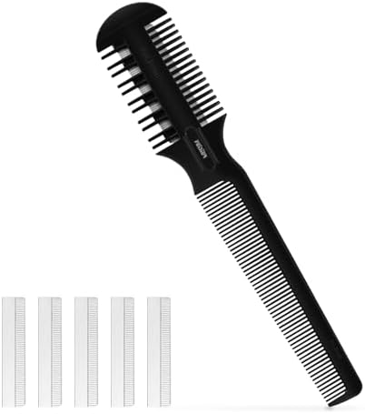 Hair Cutting Comb - Double Edge Razor for Thin and Thick Hair Trimming and Styling with 5 PCS Spare Blades by FEISIER