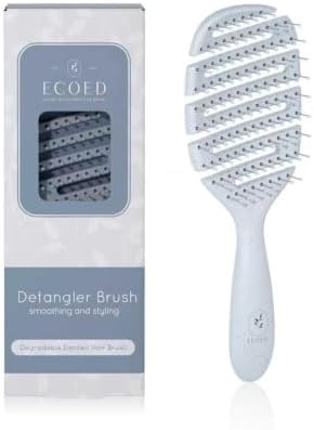 Ecoed Hair brush, Vented Detangling Brush, Quickly Detangles and Smooths hair for Curly, Thick, and Straight Hair, Hair Brush for Women and Men, Blue, Eco Friendly, Sustainable Material by ECOED