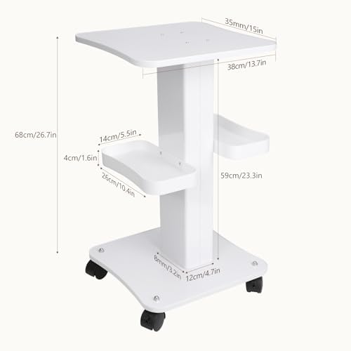 Upgrade Esthetician Beauty Trolley Cart with Wheels and 2 Trays, 4 Tier Beauty Rolling Cart, Spa Salon, Beauty Machine Trolley, Load 135lbs, 26.7 x 13.8 x 15 inch - Image 5