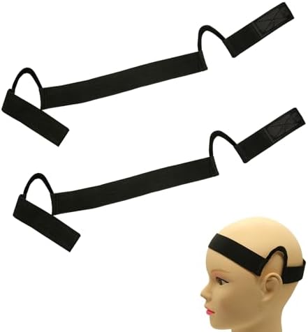 HINGTAI 2Pcs Lace Band Black Double-Sided Velvet C-Shaped Ear Painless Wig Bangs, Soft Painless Wig Band with Ear Cut Outs Tools, Comfortable Earless Melting Band Supplies by HINGTAI