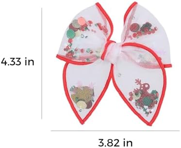 Christmas Bow for Girls Women 4in Red Elk Mesh Tulle Fable Hair Bow Alligator Clips for Teen Toddler Kids Xmas Holiday Party Dress Decor Accessory Gift Set of 2 - Image 7