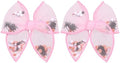 Halloween Bows for Girls Women 4in Pink Ghost Mesh Ribbon Tulle Bow Alligator Clips 2pc Fable Shaker Hair Bow Barrettes Teens Toddler Kids outfit Dress Costume Party Accessory Gift by Miroksh
