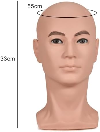 PVC Male Mannequin Head Professional Training Head Bald Manikin Head with Shoulder for Display Headphone Game Console Hats Wigs Jewellery Glasses Facemask Caps Model Head - Image 2