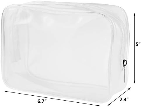 Wobe 5 Packs Clear Cosmetics Bag TSA Approved, PVC Zippered Toiletry Carry Pouch Portable Makeup Bag for Vacation Travel, Bathroom and Organizing Waterproof Makeup Vinyl Case (Medium, White) - Image 2