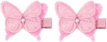 2 Pcs Butterfly Hair Clips for Girls, Fully Lined, Pink by Pinkoriart